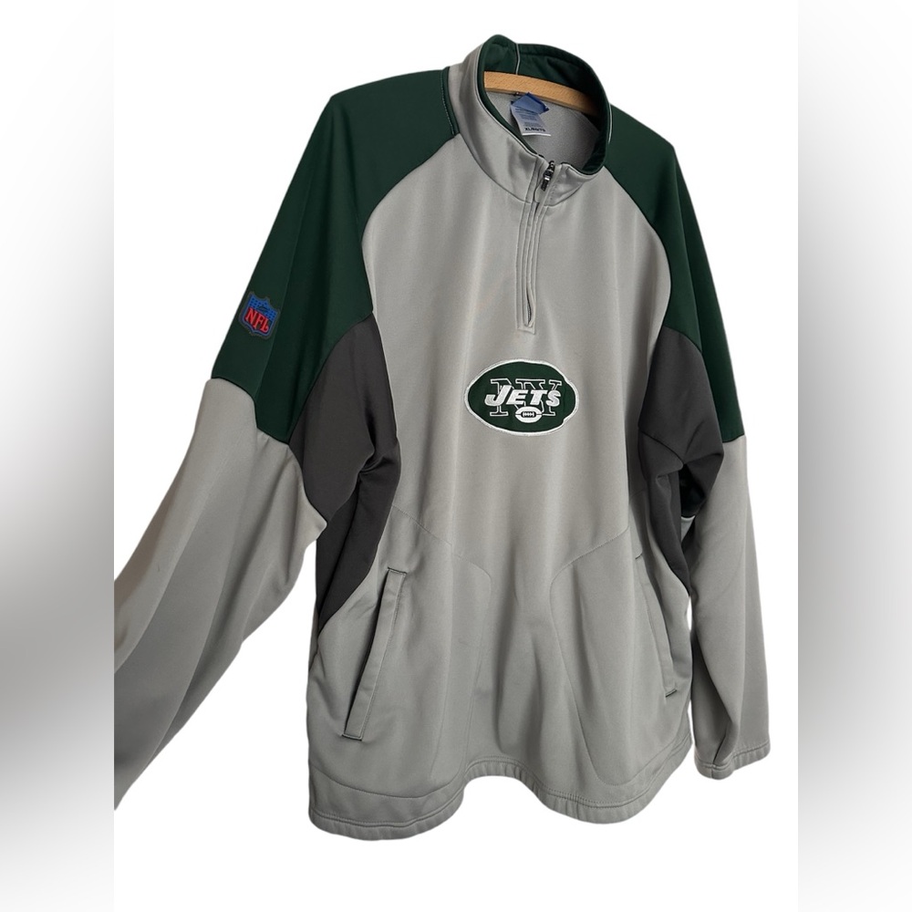 Men’s NY Jets Football NFL Team Apparel Pullover Quarter Zip XL Lined Shirt - Picture 2 of 15